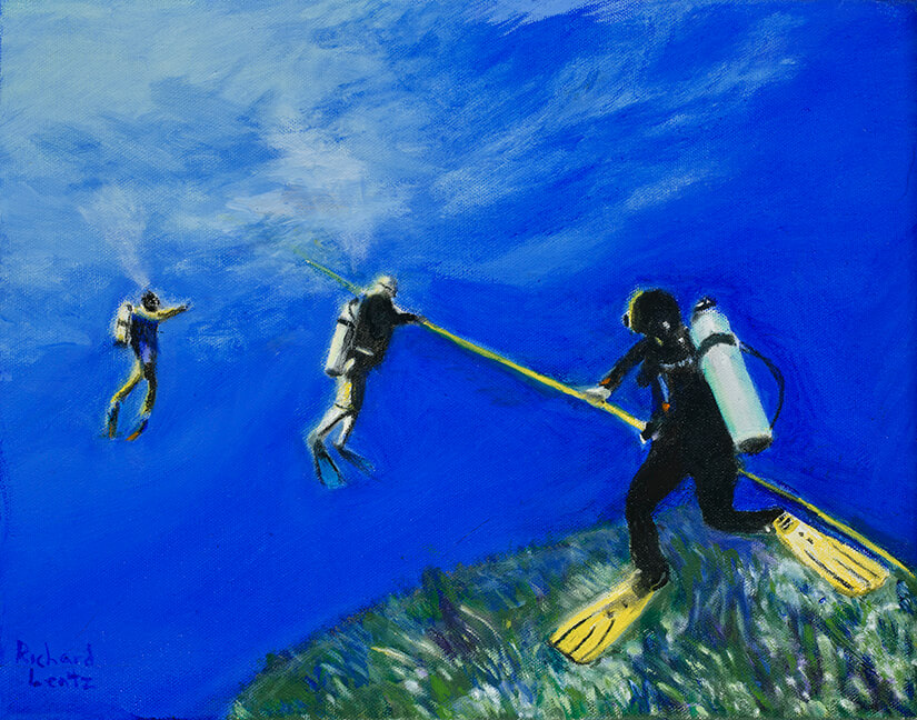 Divers Returning Belize 11 x 14